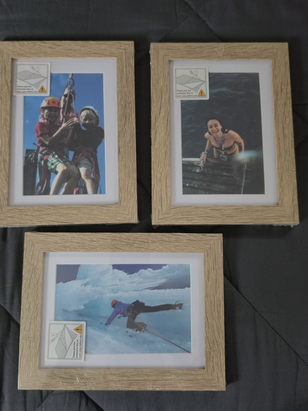 Set of 3 Rustic Beige Wood-Effect Photo Frames